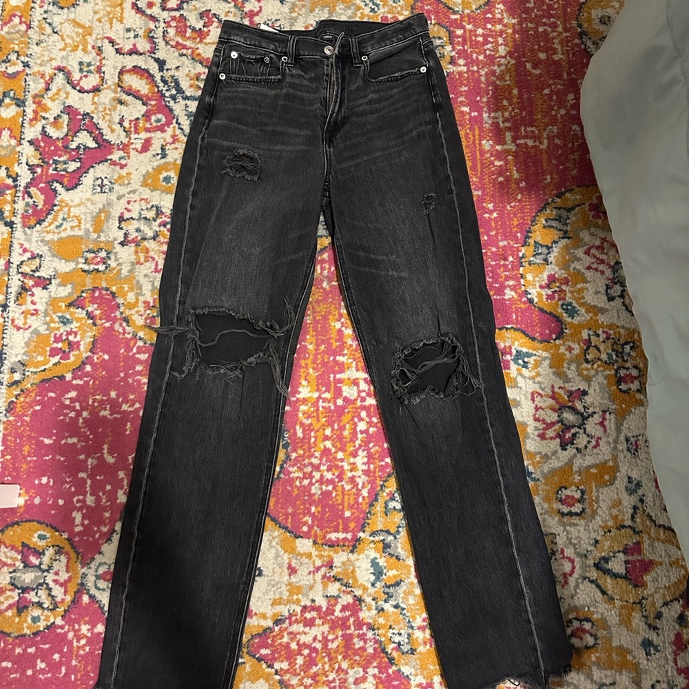 High Rise Baggy Straight Jeans from AE